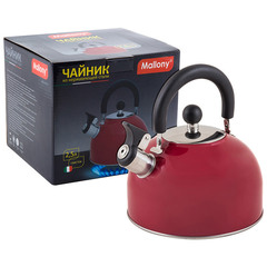 Чайник из нерж. стали MAL-039-R, 2,5 литра, красный, со свистком