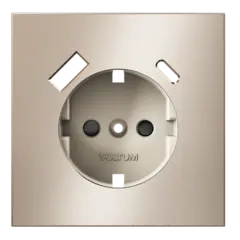 VLSM001010 Накладка для розетки с заземлением и защитными шторками, с USB A+C, S70 Metal (платина). (ТМ Maytoni)
