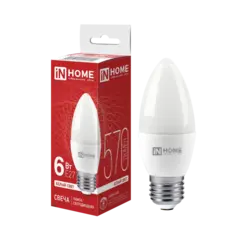 Лампа светодиодная LED-СВЕЧА-VC 6Вт свеча 4000К нейтр. бел. E27 570лм 230В IN HOME 4690612020419