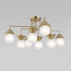 Умная потолочная люстра со стеклянными фактурными плафонами 302002/8 латунь Smart