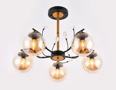 Подвесная люстра TR9072/5 BK/TI черный/янтарь E14 max 40W D620*420