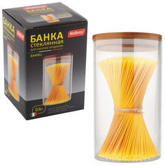 Стеклянная банка для сыпучих продуктов с крышкой BAMBU, объем: 0,6 л