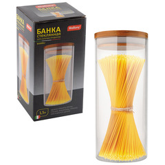 Стеклянная банка для сыпучих продуктов с крышкой BAMBU, объем: 1,5 л