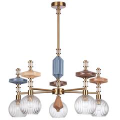 5414/5 MODERN ODL_EX26 античная бронза/терракот/синий/бежевый/коричневый/металл/керамика Люстра E14 5*40W TERRA