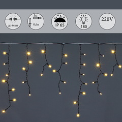 A-020 LED A WW светодиод."бахрома" 3x0.6м 140LED черный провод влагозащ.,морозостойк,без контроллера