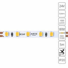 Светодиодная лента 24V 9,6W/m 3000К 5м Arte Lamp TAPE A2412005-01-3K, LED