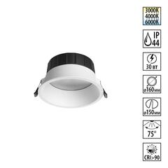 359557 WIR NT25 500 белый Светильник встраиваемый с переключателем цв. температуры IP44 LED 30W 220-240V 3000К\4000К\6000К CLARA