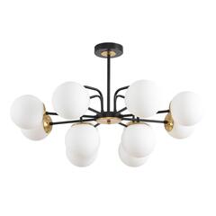 8375/12C MODERNI LN черный/латунь/белый, металл/стекло Люстра потолочная E27 12*60W 220V ELRONA