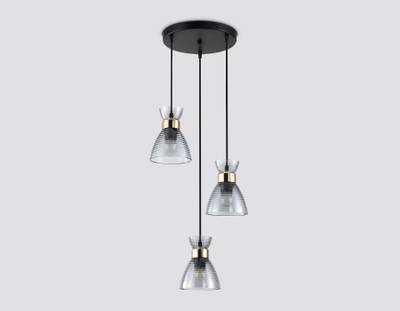 Светильник подвесной TR3408/3 BK/FGD/SM черный/золото/дымчатый E27/3 max 60W D345*1000