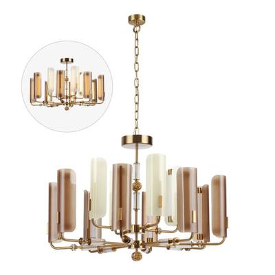 5467/60L MODERN ODL_EX26 белый/коричневый/античная бронза/металл/стекло/декор металл Люстра LED x 60W (5W*12) 3000K LION