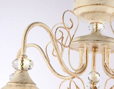 Потолочная люстра TR3057/5 BG/GD/FR бежевый/золото/белый матовый E27/5 max 40W D600*380