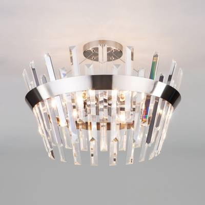 Умная потолочная люстра с хрусталем 10111/5 сатин-никель/прозрачный хрусталь Strotskis