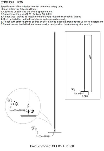 Торшер Crystal Lux CLT 035PT1600 BL 1400/802