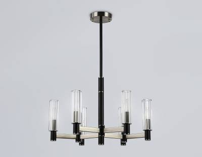 Светильник на штанге LH55501/6 SN/BK/CL сатин никель/черный/прозрачный E14*6 max 40W D570*760