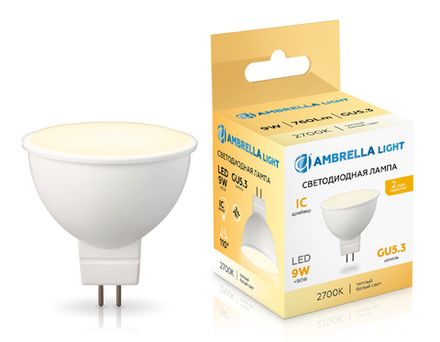 Лампа светодиодная 160903 LED MR16 9W IC GU5.3 2700K 175-265V