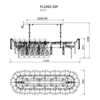 Люстра подвесная Finezza FL1092-16P, E14х16