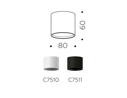 Корпус светильника накладной для насадок D70mm C7511 SBK черный песок D80*H60mm MR16 GU5.3