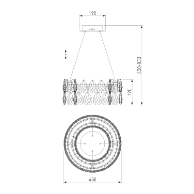 Подвесная люстра с хрусталем 90370/1 Strotskis, LED