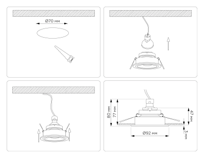 Светильник встраиваемый TN102823 WH/GD белый/золото GU5.3 D92*50