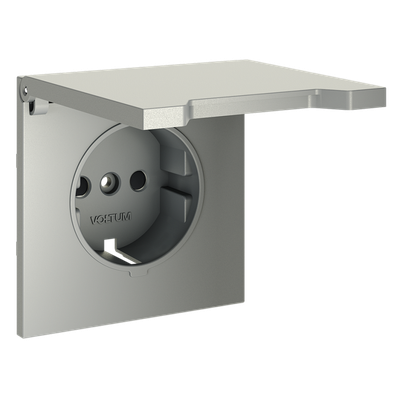 VLS000805 Накладка для розетки с заземлением, защитными шторками и крышкой, S70 (сталь). (ТМ Maytoni)