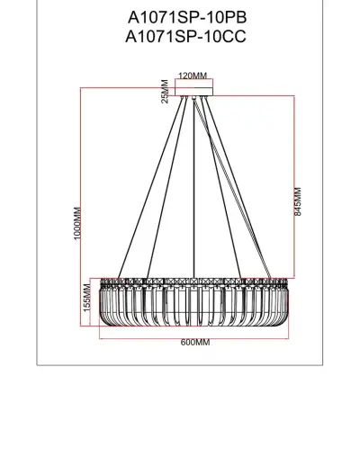 Подвесная люстра Arte Lamp MAYOTTE A1071SP-10PB, 10хG9