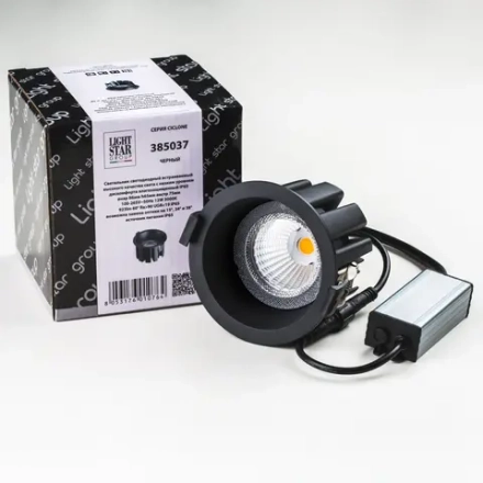 385037 Светильник CICLONE CYL 12W LED 923LM 60G ЧЕРНЫЙ 3000K IP65
