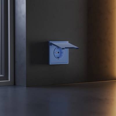 VLS000815 Накладка для розетки с заземлением, защитными шторками и крышкой, S70 (деним). (ТМ Maytoni)