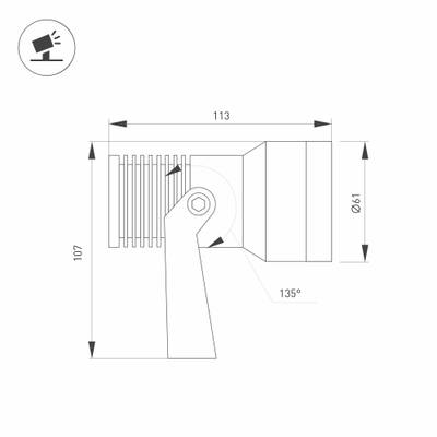 Светильник KT-RAY-COLOR-R61-12W RGB-Warm3000 (DG, 36 deg, 12V) (Arlight, IP67 Металл, 3 года)