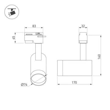 Светильник LGD-GERA-4TR-R74-20W Warm3000 (WH, 24 deg, 230V) (Arlight, IP20 Металл, 5 лет)