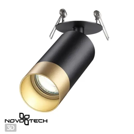 370875 SPOT NT22 572 черный/золото Светильник встраиваемый IP20 GU10 9W 220V SLIM