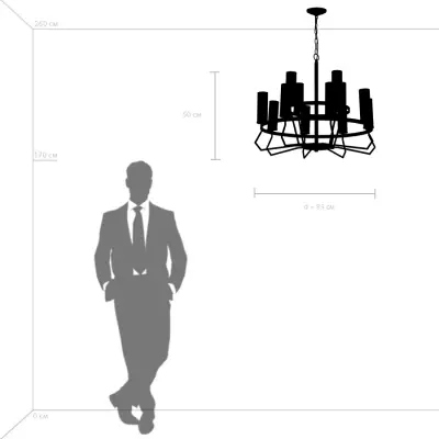 723125 Люстра FLUME 12х40W E14 ЧЕРНЫЙ МАТОВЫЙ/НИКЕЛЬ Lightstar