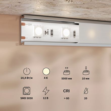 Светодиодная лента Base 12В 5050 14,4Вт/м 4000K 5м IP 20 201184. TM Maytoni
