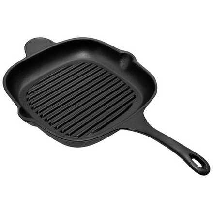 Сковорода-гриль чугунная с чугунной ручкой, квадратной формы, PADELLA, 28*28 см