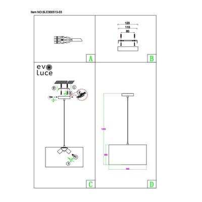 SLE300513-03 Светильник подвесной Никель/Серый, Серебристый E27 3*40W