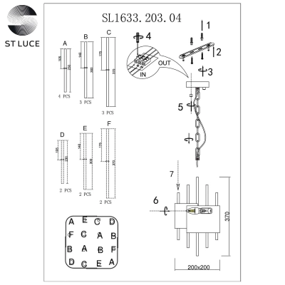SL1633.203.04 Люстра подвесная ST-Luce Матовое золото/Матовое золото,Прозрачный E14 4*40W