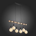 SL1142.403.06 Светильник подвесной Черный, Светлое дерево E27 6*60W