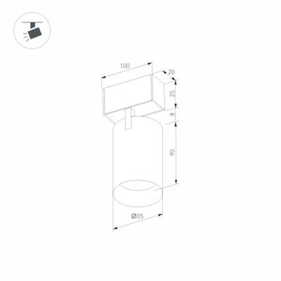 Светильник MAG-SPOT-25-R90-9W Warm3000 (BK, 30 deg, 24V) (Arlight, IP20 Металл, 3 года)