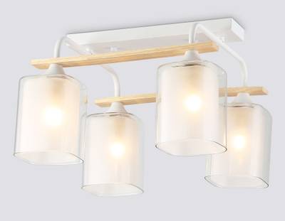 Светильник потолочный TR3033246/4 WH/WD белый/дерево E27/4 max 60W 340*340*245