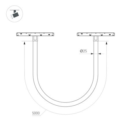 Светильник MAG-ORIENT-TUBE-ELASTIC-R25-L5000-70W Warm3000 (BK, 360 deg, 48V, DALI) (Arlight, IP20 Металл, 3 года)