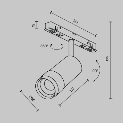 Трековый светильник Фокус Зум / Focus Zoom Exility 2700K 12Вт 15-50°, TR211-1-12W2.7K-Z-B. TM Maytoni