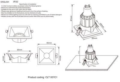 Светильник встраиваемый Crystal Lux CLT 007C1 WH 1400/169