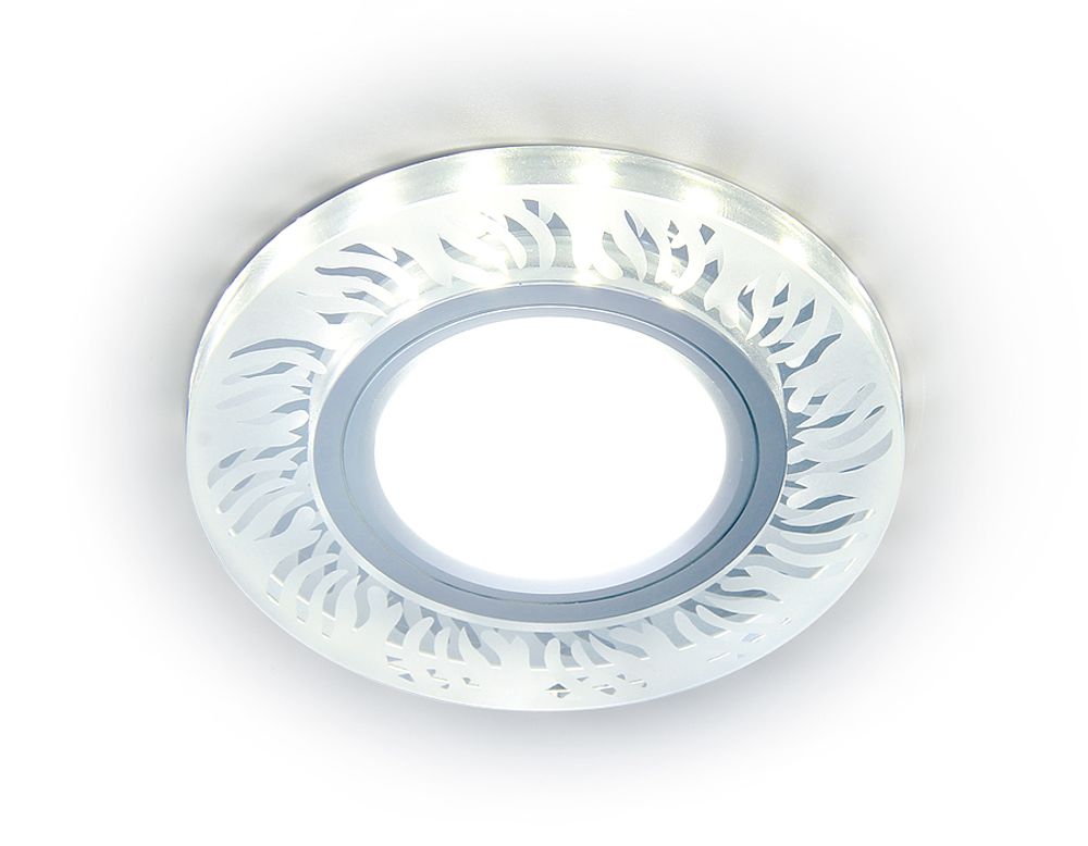 Встраиваемый точечный светильник с LED подсветкой S217 CL/FR прозрачный/матовый GU5.3+3W(LED WHITE) D90*25