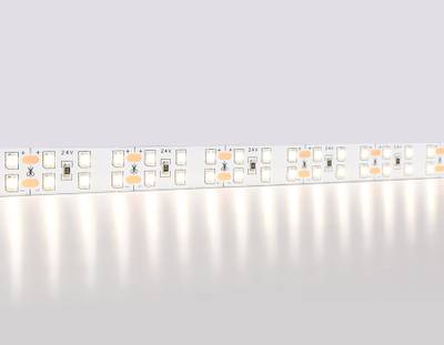 Светодиодная лента двухрядная GS3602 2835 204Led/ 20W m/ 24V IP20 4500K/ 5000*14*1.2mm/ кратность резки 72mm (2 конт.)