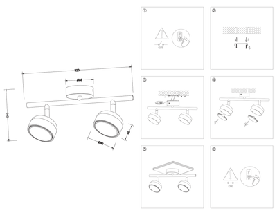 Светильник накладной TN71024/2 BK черный GX53/2 max 12W 320*80*140
