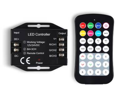 Контроллер для светодиодных лент RGB с радио пультом 2.4G 24A 12V 288W/ 24V 576W GS11351 (CR2025)