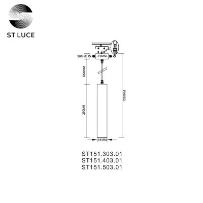 ST151.303.01 Светильник подвесной Золотистый GU10 1*50W IP20 D54xH290 220V Без ламп