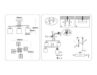 Светильник подвесной TR303041/4 WH белый E27/4 max 60W 420*420*260