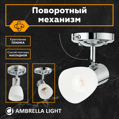 Накладной спот с выключателем TR3961 CH/FR хром/белый матовый E27 max 40W 118*105*200