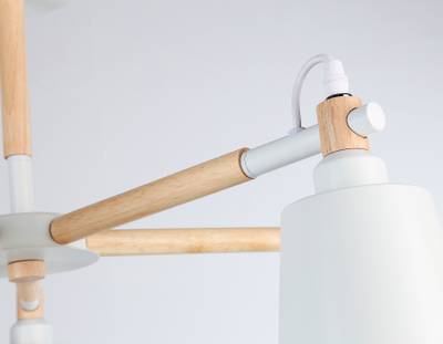 Подвесная люстра TR82208/5 WH/LW белый/светлое дерево E27/5 max 40W D780*430