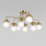 Умная потолочная люстра со стеклянными фактурными плафонами 302002/8 латунь Smart